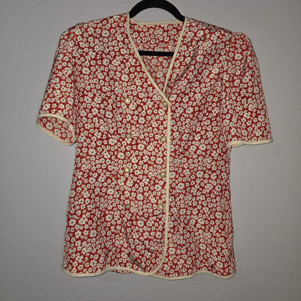 Floral Red Women's Top With Matching Skirt